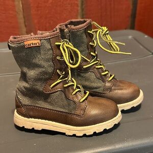 Carter's Brown and Gray Kids Boots with Yellow Laces